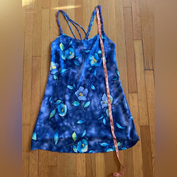 90s Vintage Satin Floral Mini Dress - Picture 6 of 7